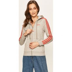 Adidas - Bluza. Szare kardigany dziewczęce Adidas, z aplikacjami, z bawełny, z kapturem. W wyprzedaży za 119,90 zł.