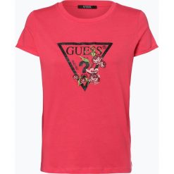 Guess Jeans - T-shirt damski, czerwony. Czerwone t-shirty damskie marki Guess Jeans, s, z haftami, z jeansu, bez kołnierzyka. Za 199,95 zł.