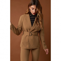 NA-KD Classic Marynarka z paskiem - Brown. Brązowe marynarki damskie NA-KD Classic, w paski. Za 202,95 zł.