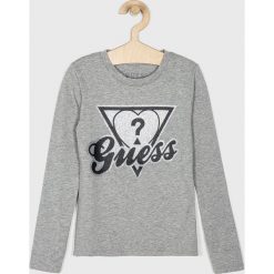 Guess Jeans - Bluzka 118-175 cm. Szare bluzki dziewczęce Guess Jeans, z nadrukiem, z elastanu, z okrągłym kołnierzem, bez rękawów, bez kaptura. Za 89,90 zł.