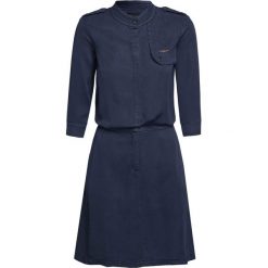 Sukienka AERONAUTICA MILITARE Granatowy. Niebieskie sukienki damskie marki Aeronautica Militare, z haftami, z tkaniny, eleganckie, ze stójką, bez rękawów. W wyprzedaży za 828,00 zł.