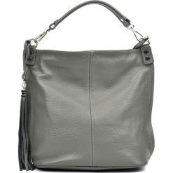 Shopper bag damskie: Skórzana torebka w kolorze szarym – (S)32,5 x (W)37 x (G)14 cm