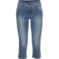 Bermudy dżinsowe ze złotym haftem bonprix niebieski bleached. Niebieskie jeansy damskie bonprix, z jeansu. Za 129,99 zł.