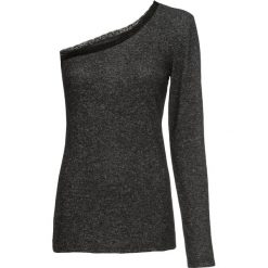 Sweter z koronką bonprix antracytowy melanż. Szare swetry damskie bonprix, w koronkowe wzory, z koronki, bez rękawów, bez kaptura. Za 34,99 zł.