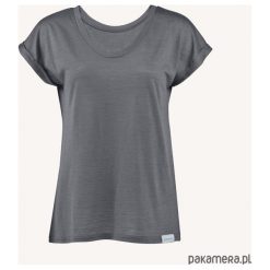 T-shirt damski z wełny merino na lato szary. Szare t-shirty damskie Pakamera, bez wzorów, z wełny, bez kołnierzyka. Za 259,00 zł.