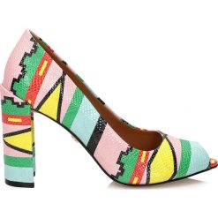 Buty ślubne damskie: Multikolorowe czółenka peep toe