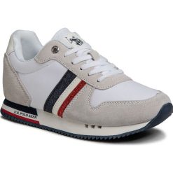 Sneakersy U.S. POLO ASSN. - Alfea1 CORA4205W9/TS1 Whi. Białe półbuty damskie U.S. Polo Assn., bez wzorów, z zamszu, bez obcasa, bez zapięcia. W wyprzedaży za 269,00 zł.