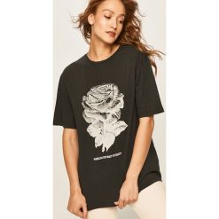 Answear - T-shirt. Czarne bluzki damskie ANSWEAR, s, z nadrukiem, z bawełny, z okrągłym kołnierzem. W wyprzedaży za 49,90 zł.