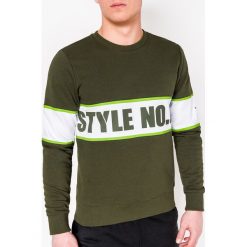 Bluza męska bez kaptura z nadrukiem B926 - khaki. Brązowe bluzy męskie Ombre Clothing, s, z nadrukiem, z bawełny, z kapturem, bez rękawów, bez kaptura. Za 41,00 zł.