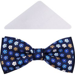 Granatowa mucha w kolorowe kwiaty A199. Muszki męskie Modini Moda Męska, na co dzień, w kwiaty, z jedwabiu, eleganckie. Za 89,10 zł.