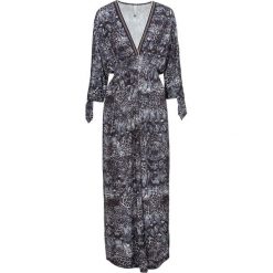 Sukienka maxi z dekoltem w serek bonprix niebiesko-czarno-biały wzorzysty. Niebieskie sukienki damskie bonprix, bez wzorów, z dekoltem w serek, bez rękawów, maxi. Za 89,99 zł.