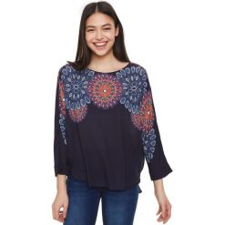 Desigual Blassidy Top Niebieski. Niebieskie bluzki damskie Desigual, l, bez wzorów, z wiskozy, bez kołnierzyka. Za 326,95 zł.
