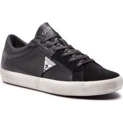 Sneakersy GUESS - FM5NRY ELE12 BLACK. Czarne sneakersy męskie Guess, na co dzień, z aplikacjami, z zamszu, bez zapięcia. Za 399,00 zł.
