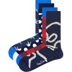 Happy Socks Nautical Ponožky 4 pary Niebieski Czerwony. Czerwone skarpetki męskie Happy Socks, bez wzorów, z elastanu. Za 144,95 zł.