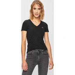 Lacoste - T-shirt. Szare bluzki damskie Lacoste, bez wzorów, z elastanu, bez kołnierzyka. Za 219,90 zł.