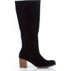 Wsuwane kozaki na słupku - skóra naturalna - model 154 - kolor czarny welur. Czarne kozaki damskie Zapato, do pracy, na lato, ze skóry, biznesowe, na wysokim obcasie, na obcasie, bez zapięcia. Za 499,00 zł.