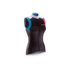 Koszulka bez rękawów na rower 900 damska. Czarne bluzki damskie VAN RYSEL, xl, bez wzorów, z elastanu, bez kołnierzyka, bez rękawów. Za 149,99 zł.
