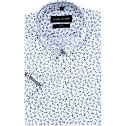 Koszula SIMONE slim KKWS000018. Białe koszule męskie Giacomo Conti, m, z nadrukiem, z bawełny, button down, z krótkim rękawem. Za 169,00 zł.