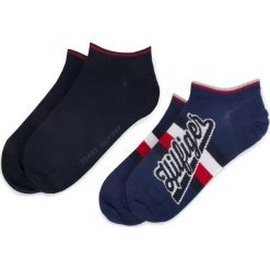 Zestaw 2 par niskich skarpet unisex TOMMY HILFIGER - 392001001 White/Blue/Red 105. Niebieskie skarpetki damskie TOMMY HILFIGER, bez wzorów, z elastanu. Za 44,99 zł.