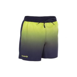 Spodenki surfing krótkie BBS 500 Sunset dla dzieci. Zielone spodenki chłopięce marki OLAIAN, bez wzorów, z poliesteru, sportowe, krótkie. W wyprzedaży za 29,99 zł.