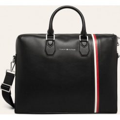Tommy Hilfiger - Torba skórzana. Czarne torby męskie skórzane TOMMY HILFIGER, w paski, ze skóry, casualowe, na ramię, małe. Za 1199,00 zł.