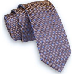 Pomarańczowo-Niebieski Klasyczny Męski Krawat -ALTIES- 6cm, w Drobne Kwadraciki KRALTS0329. Niebieskie krawaty męskie Alties, bez wzorów, z tkaniny, eleganckie. Za 40,00 zł.