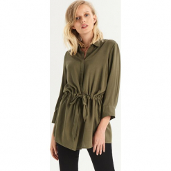 Koszula z wiązaniem w talii - Khaki. Brązowe koszule wiązane damskie Sinsay, l. Za 59,99 zł.