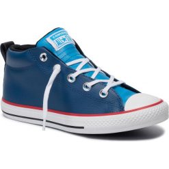 Trampki CONVERSE - Ctas Street Mid 661886C Court Blue/Blue Hero/White. Niebieskie trampki chłopięce Converse, bez wzorów, ze skóry, street, bez zapięcia. W wyprzedaży za 189,00 zł.