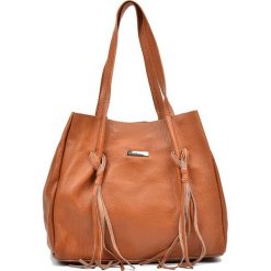 Shopper bag damskie: Skórzana torebka w kolorze koniaku – (S)28 x (W)49 x (G)17 cm