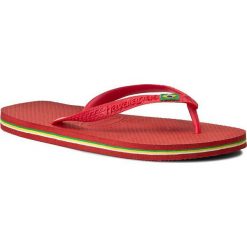 Japonki HAVAIANAS - Brasil Logo 40000322090 Ruby Red. Czerwone japonki damskie Havaianas, z tworzywa sztucznego, na wysokim obcasie. Za 85,00 zł.