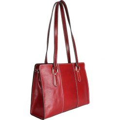 Torebki klasyczne damskie: Skórzana torebka w kolorze czerwonym – 39 x 28 x 13 cm