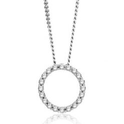 Złoty naszyjnik z diamentowym elementem ozdobnym - dł. 45 cm. Szare naszyjniki damskie REVONI, z diamentem, złote. W wyprzedaży za 859,95 zł.