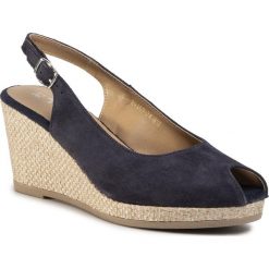 Espadryle TAMARIS - 1-29303-24 Navy/Jute 833. Niebieskie espadryle damskie Tamaris, bez wzorów, z zamszu, bez obcasa, na obcasie. W wyprzedaży za 179,00 zł.