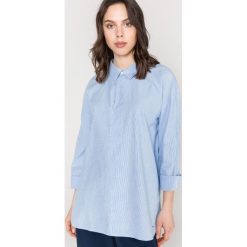 Tom Tailor Denim Koszula Niebieski. Niebieskie bluzki damskie TOM TAILOR DENIM, m, w paski, z bawełny, bez kołnierzyka, z długim rękawem. Za 249,95 zł.