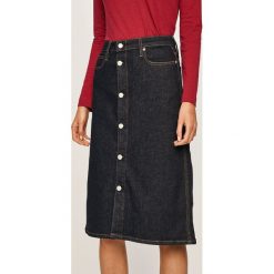 Calvin Klein Jeans - Spódnica. Niebieskie spódniczki damskie Calvin Klein Jeans, na co dzień, bez wzorów, z elastanu, midi, proste. W wyprzedaży za 299,90 zł.