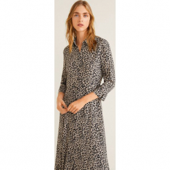 Mango - Sukienka Fast2. Brązowe sukienki na komunię marki Mango, na co dzień, l, z tkaniny, casualowe, midi, rozkloszowane. Za 229,90 zł.