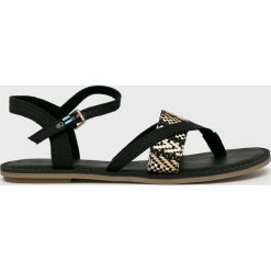 Toms - Sandały Geometric. Czarne klapki damskie Toms, bez wzorów, z materiału, bez obcasa, na obcasie. W wyprzedaży za 199,90 zł.