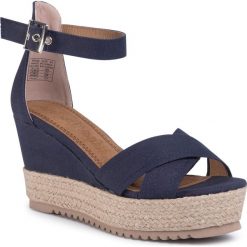 Espadryle REFRESH - 69586 Navy. Niebieskie espadryle damskie Refresh, bez wzorów, ze skóry ekologicznej, bez obcasa, na obcasie. Za 189,00 zł.