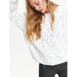 SWETER W WARKOCZE. Szare swetry klasyczne damskie Top Secret, na jesień. Za 119,99 zł.