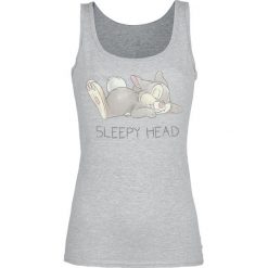 Bambi Klopfer - Sleepy Head Top damski odcienie szarego. Szare topy damskie marki Bambi, s, z nadrukiem, z okrągłym kołnierzem. Za 74,90 zł.