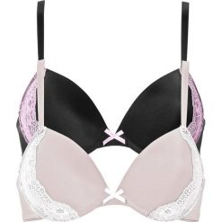 Biustonosz usztywniany (2 szt.) bonprix czarno-jasnoróżowy + kamienisto-ecru. Biustonosze bonprix. Za 59,98 zł.