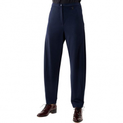 Spodnie w kolorze granatowym. Niebieskie spodnie z wysokim stanem Deni Cler, z denimu. W wyprzedaży za 329,95 zł.
