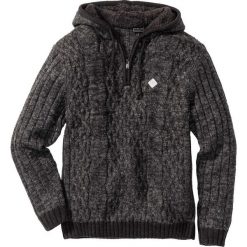 Sweter z kapturem Slim Fit bonprix szary melanż. Szare swetry męskie bonprix, s, z aplikacjami, z kapturem, z kapturem. Za 149,99 zł.