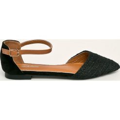 Answear - Baleriny. Czarne baleriny damskie ANSWEAR, bez wzorów, ze skóry ekologicznej, bez obcasa, na obcasie. W wyprzedaży za 79,90 zł.