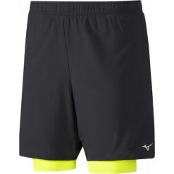 Mizuno Spodenki Męskie Do Biegania Alpha 7.5 2In1 Short Black/Safety Yellow L. Żółte spodenki i szorty męskie marki Mizuno, m, sportowe, do biegania. W wyprzedaży za 149,00 zł.