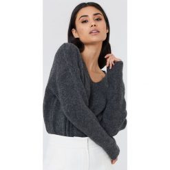 Swetry klasyczne damskie: Trendyol Sweter z dzianiny z dekoltem V – Grey
