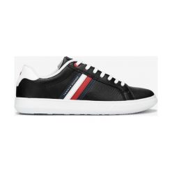 Tommy Hilfiger Tenisówki Czarny. Czarne trampki męskie TOMMY HILFIGER, bez wzorów, ze skóry, bez zapięcia. Za 462,95 zł.