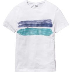 T-shirt z nadrukiem Regular Fit bonprix biały. Białe koszulki męskie bonprix, xxl, z nadrukiem, bez kołnierzyka, bez rękawów. Za 34,99 zł.