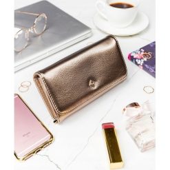 Stylowy portfel damski Milano Design złoty - złoty. Żółte portfele damskie MILANO DESIGN, bez wzorów, ze skóry. Za 29,99 zł.