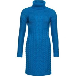 Sukienka dzianinowa z golfem bonprix niebieski. Niebieskie sukienki damskie bonprix, bez wzorów, z dzianiny, z golfem, bez rękawów. Za 149,99 zł.